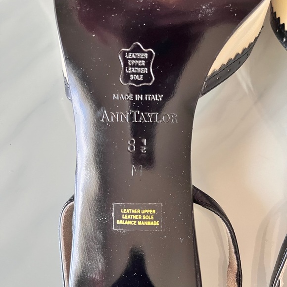 Ann Taylor off white and black Open Toe Slingback heels 8.5M - Picture 5 of 6